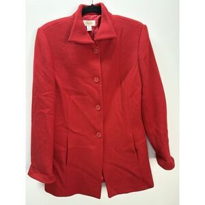 Talbots Wool Peacoat Size 10 Red Textured Button Front Jacket Coat Lined Classic